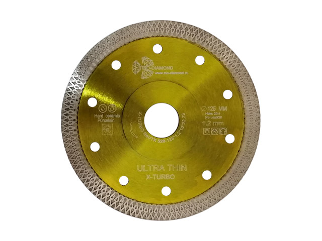 Алмазный круг 125х22 мм по керамике сплошн.ультратонкий Ultra Thin X-Turbo TRIO-DIAMOND (1,2 мм) Арт.UTX520 - фото