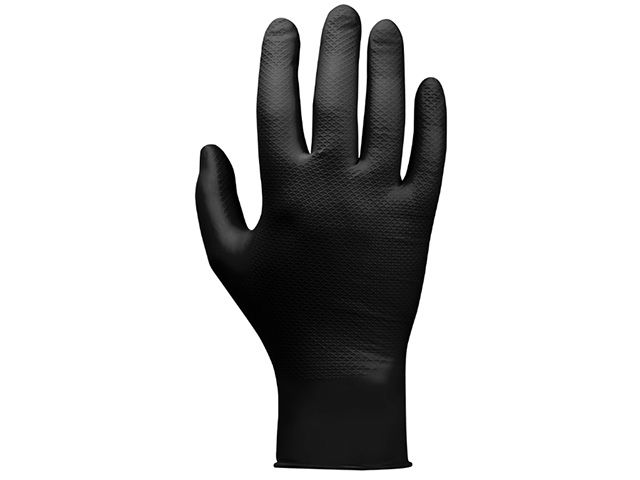 Перчатки нитриловые, р-р 9/L, черные, уп. 25 пар,  JetaSafety (Ультрапрочные нитриловые перчатки JetaSafety JSN50N09 размер L упаковка 25 пар.) (JETA  Арт.JSN50NATRIXBL09-L - фото