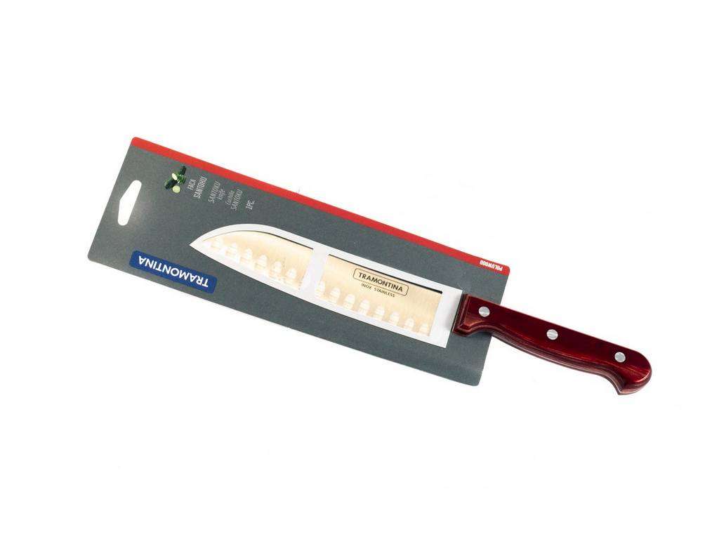Нож металлический сантоку ''polywood'' с деревянной ручкой 17 см (арт. 21179177) Арт.105610 - фото