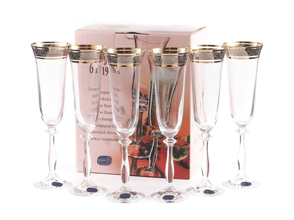 Набор бокалов для шампанского ANGELA декор. 6 шт. 190 мл Арт.12942 - фото