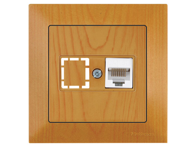 Розетка компьютерная 1xRJ45 (Cat5e, скрытая) дуб, DARIA, MUTLUSAN ((RJ 45)   8-pin, соединения типа 568A или 568B) Арт.21201360158 - фото