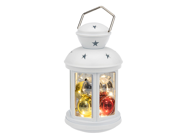 Декоративный фонарь с шариками 12х12х20,6 см, белый корпус, теплый белый цвет свечения NEON-NIGHT Арт.513-062