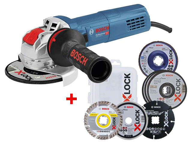 Одноручная углошлифмашина BOSCH GWX 9-125 S в кор. + АКЦИЯ (3 круга) (900 Вт, диск 125х22 мм, регул. об., система X-LOCK. 3 круга в ПОДАРОК!) Арт.06017B2000A1 - фото