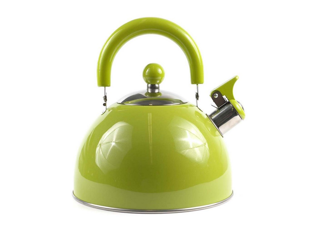 Чайник металлический Зеленый со свистком и металлической ручкой 3 л Арт. 21801 - фото