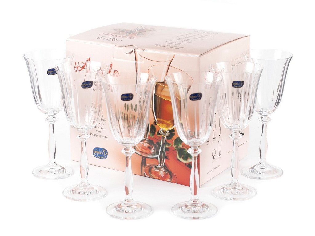 Набор бокалов для вина ANGELA граненых 6 шт. 250 мл Арт.22915 - фото