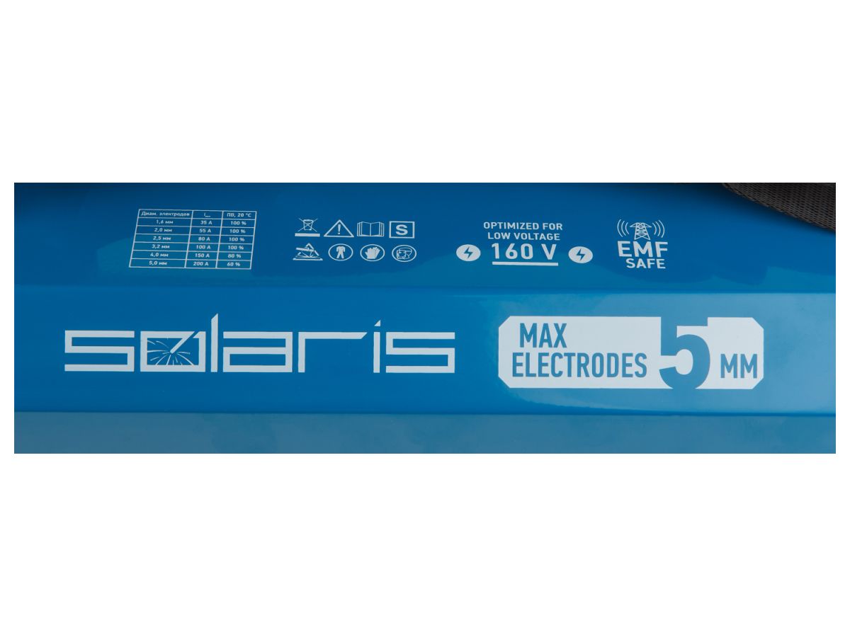 Инвертор сварочный SOLARIS MMA-250D (230В, 20-200 А, 70В, электроды диам. 1.6-5.0 мм, вес 3.6 кг) Арт.MMA-250D