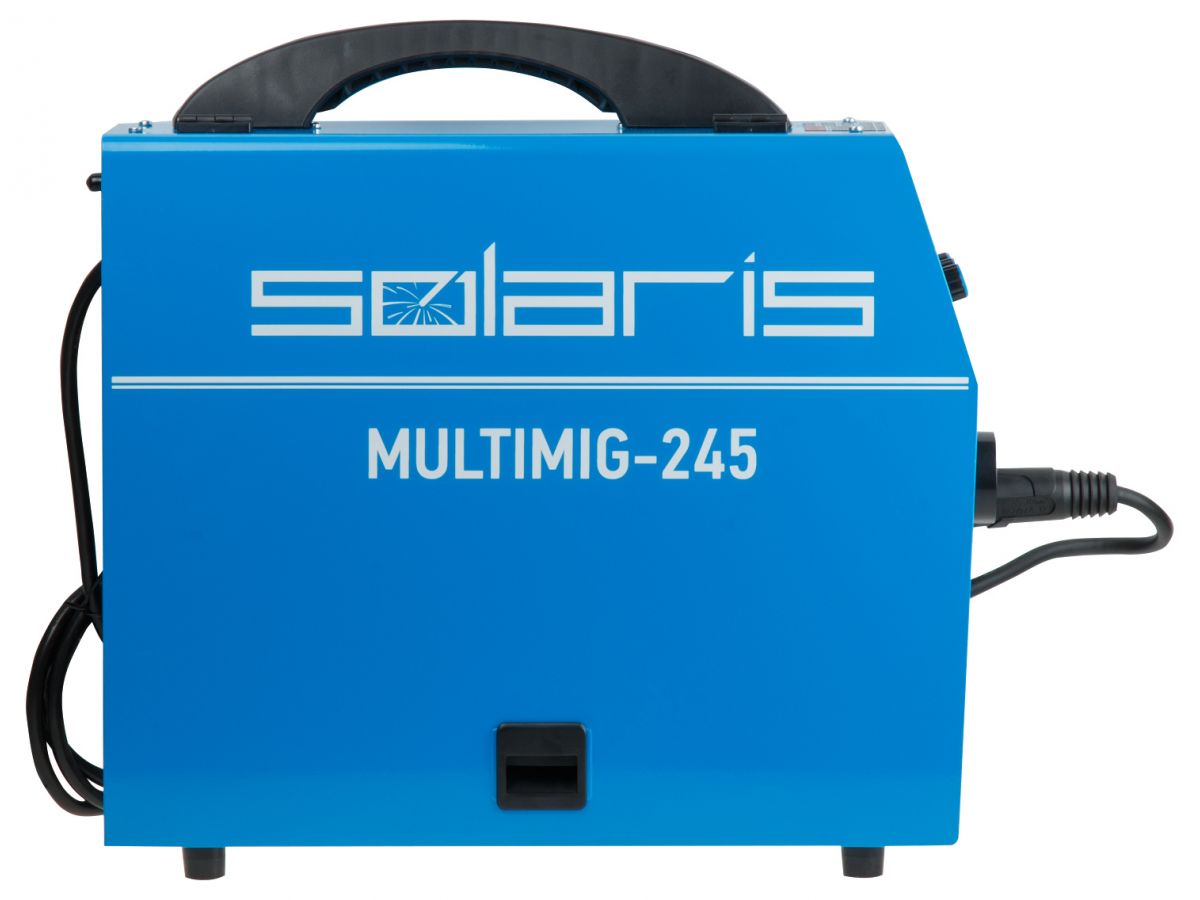 Полуавтомат сварочный Solaris MULTIMIG-245 (220В, MIG/FLUX/MMA/TIG, евроразъем, горелка 3 м, смена полярности, 2T/4T, рег-ка индуктивн.) Арт.MULTIMIG-245