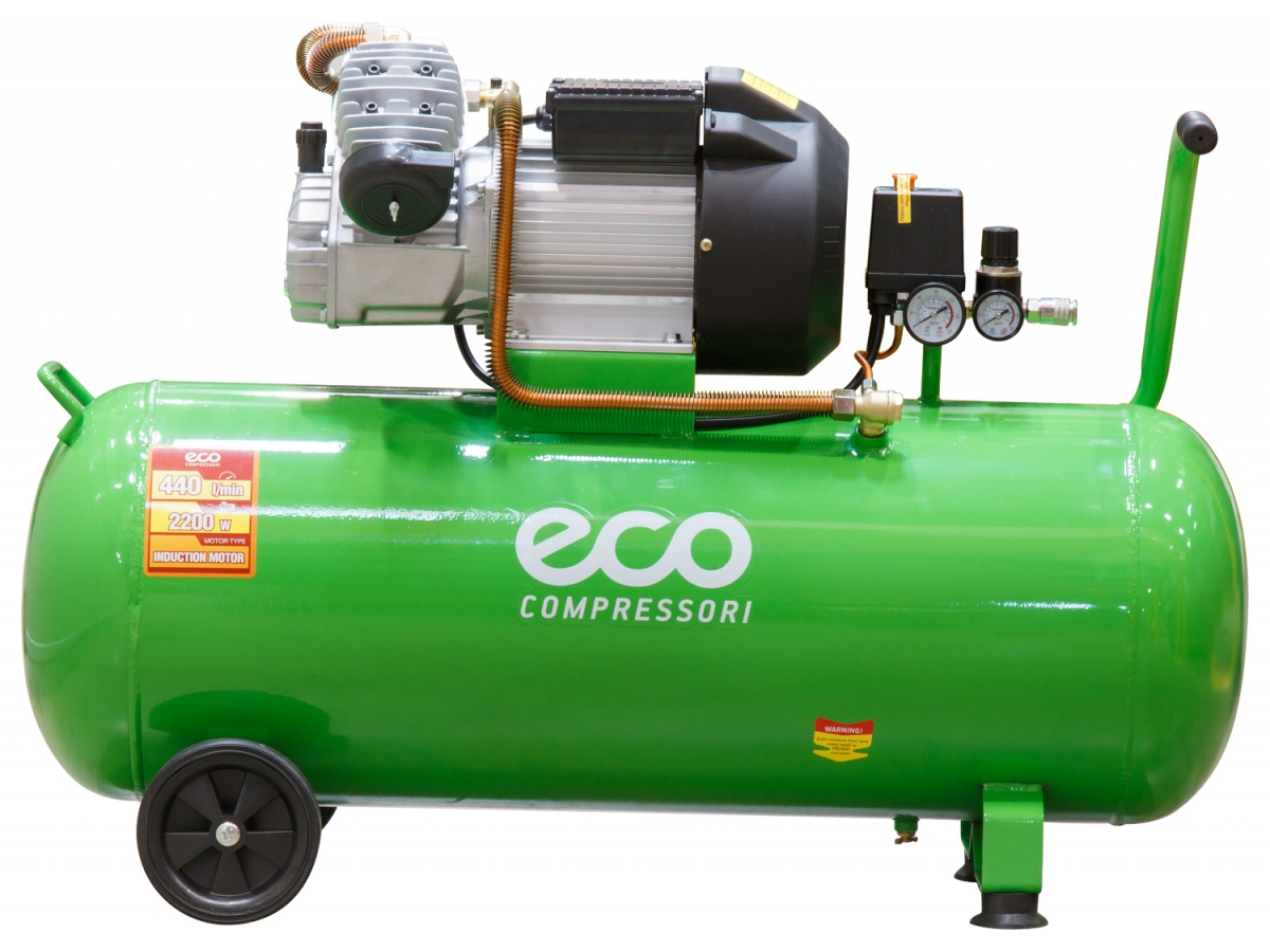 Компрессор ECO AE-1005-3 (440 л/мин, 8 атм, коаксиальный, масляный, ресив. 100 л, 220 В, 2.20 кВт) Арт.AE-1005-3