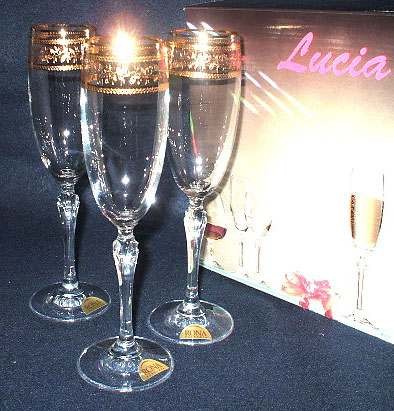 Набор бокалов для шампанского стеклянных LUCIA декор. 6 шт. 160 мл  Арт. 34275