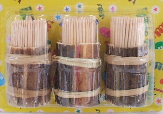 Набор зубочисток деревянных 150 шт. в деревянных Подставках 3 шт.  Арт. 36274 - фото