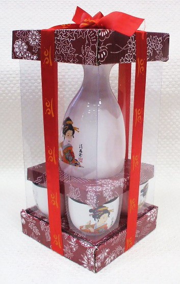 Набор для саке керамический 5 пр.: Кувшин 13,5 см, 4 чашки 4,5 см Арт. 39978 - фото