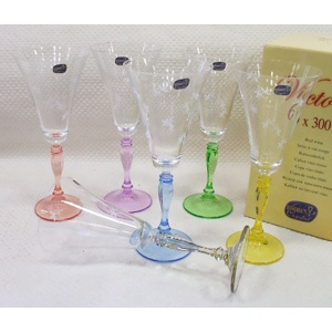 Набор бокалов для вина с цветными ножками VICTORIA  -  6 шт. 300 мл Арт.50838