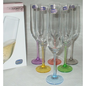 Набор бокалов для шампанского VIOLA с цветными ножками 6 шт. 190 мл Арт.55263 - фото