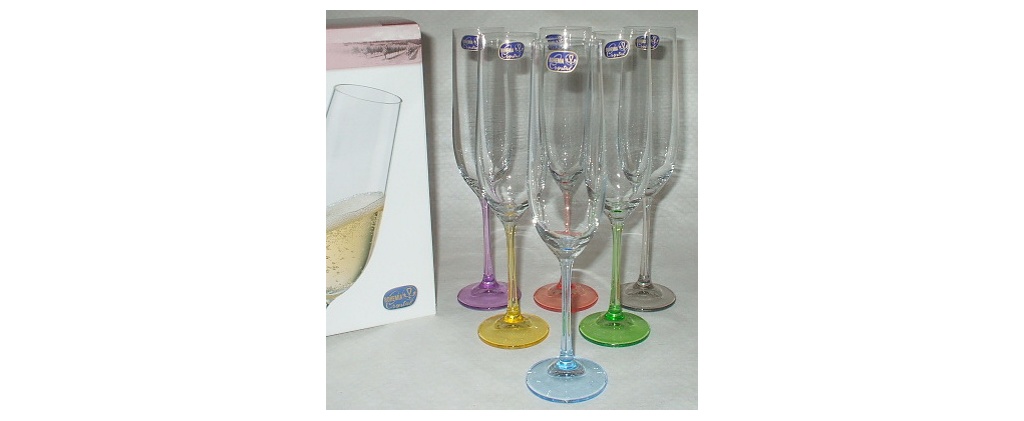 Набор бокалов для шампанского VIOLA с цветными ножками 6 шт. 190 мл Арт.55263