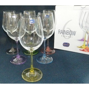 Набор бокалов для вина RAINBOW с цветнымиНожками 6 шт. 350 мл Арт.60607 - фото