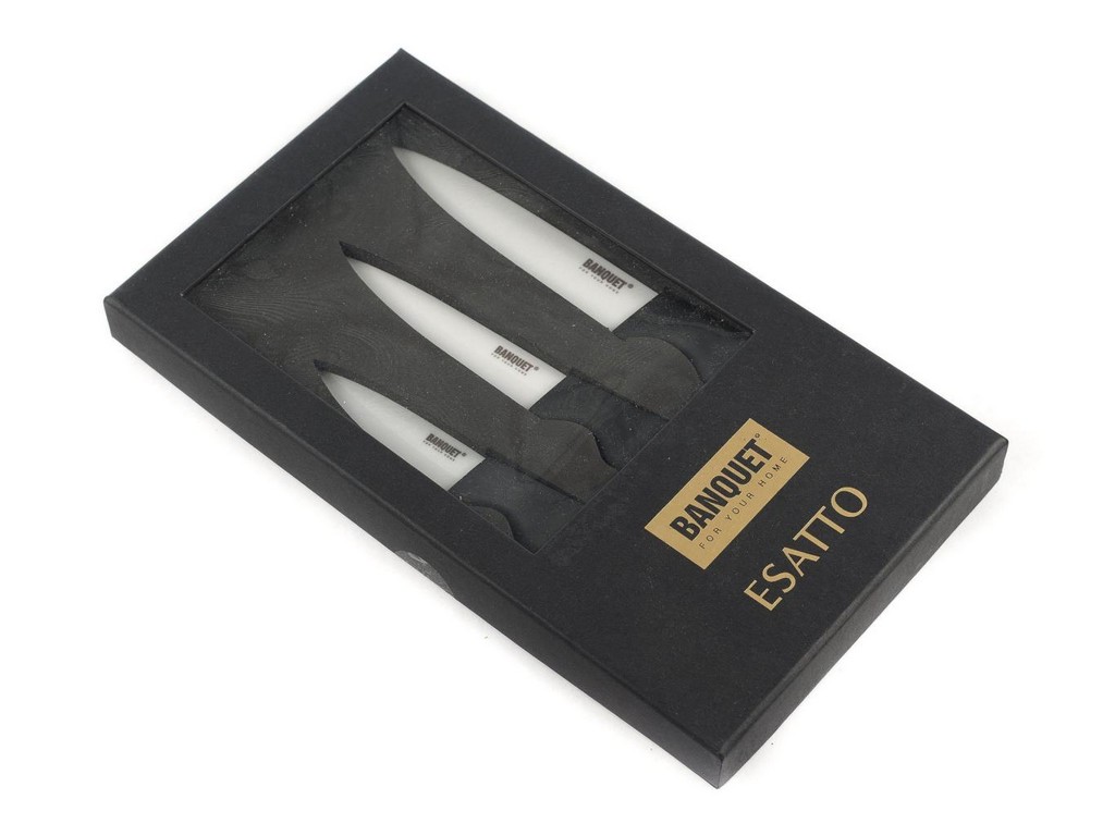 Набор ножей керамических с пластмассовыми ручками ''Esatto'' 3 шт. 7,3/18-9,8/20,5-12/24 см  Арт. 48220 - фото