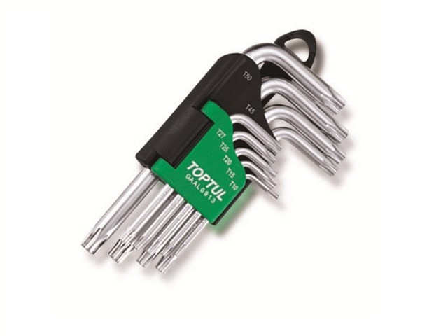 Набор ключей Torx T10-Т50 9шт короткие TOPTUL Арт.GAAL0913 - фото
