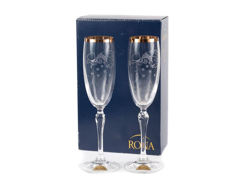 Набор бокалов для шампанского стеклянных декор LUCIA  - 2 шт. 160 мл Арт.49294