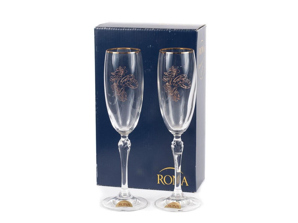 Набор бокалов для шампанского стеклянных декор LUCIA  - 2 шт. 160 мл Арт.49295 - фото