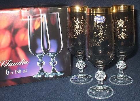 Набор бокалов CLAUDIA для шампанского декор. 6 шт. 180 мл Арт.54726 - фото