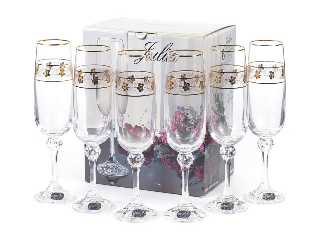 Набор бокалов для шампанского JULIA декор. 6 шт. 180 мл Арт.54743