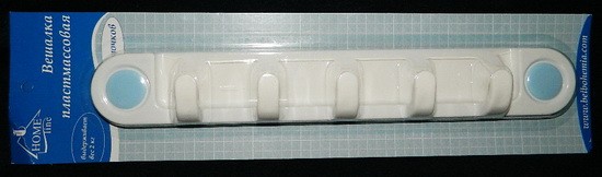 Вешалка пластмассовая 32,5 см 5 крючков на скотче Арт. 59661 - фото