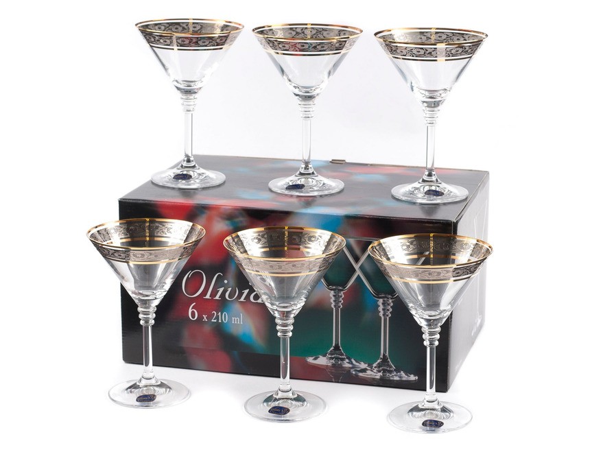 Набор бокалов для мартини OLIVIA декор. 6 шт.210 мл Арт.60585 - фото