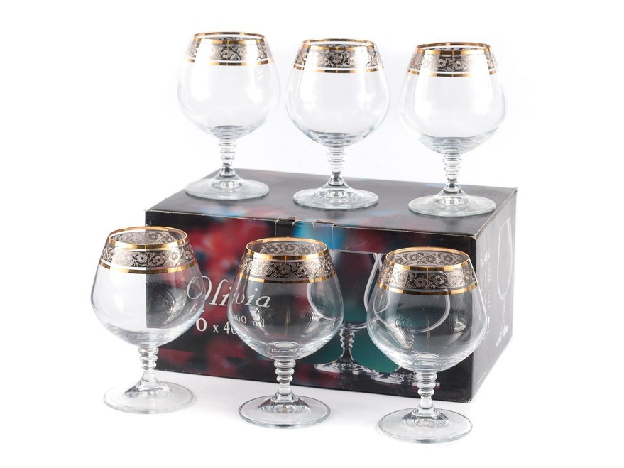 Набор бокалов для бренди OLIVIA декор. 6 шт.400 мл Арт.60586 - фото