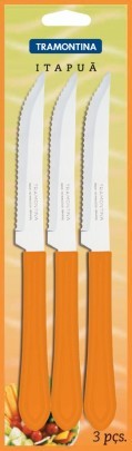 Набор ножей металлических 3 шт. с пластмассовыми ручками 20/10 см  Арт. 60735