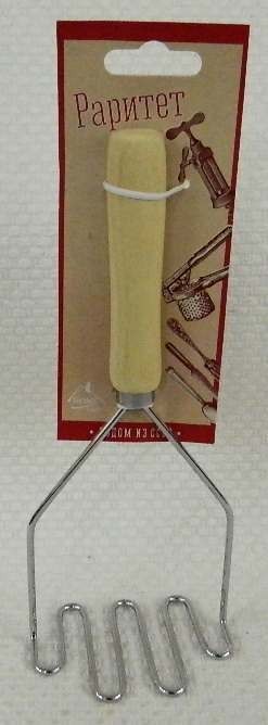 Мялка для картофеля металлическая с деревянной ручкой 23,5 см  Арт. 64198