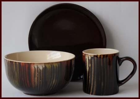 Набор для завтрака керамический 3 пр.: Тарелка 16, 5 см, Салатник 13, 5 см, Чашка 220 мл Арт.64663 - фото