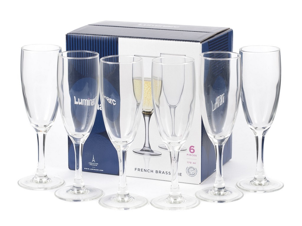 Набор бокалов для шампанского стеклянных FRENCH BRASSERIE - 6 шт. 170 мл Арт.65523 - фото