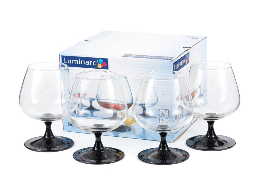 Набор бокалов для коньяка стеклянных Luminarc DOMINO 4 шт. 410 мл Арт.66769 - фото