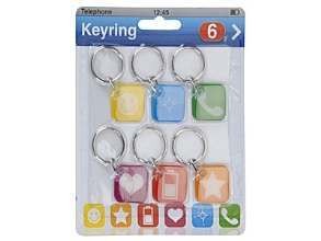 Набор брелоков для ключей пластмассовых 6 шт. 2,5*2,5 см  Арт. 66859
