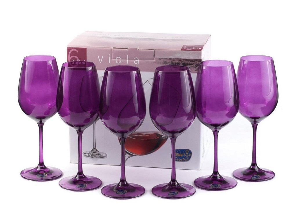 Набор бокалов для вина VIOLA сиреневые 6 шт.250 мл Арт.68508 - фото