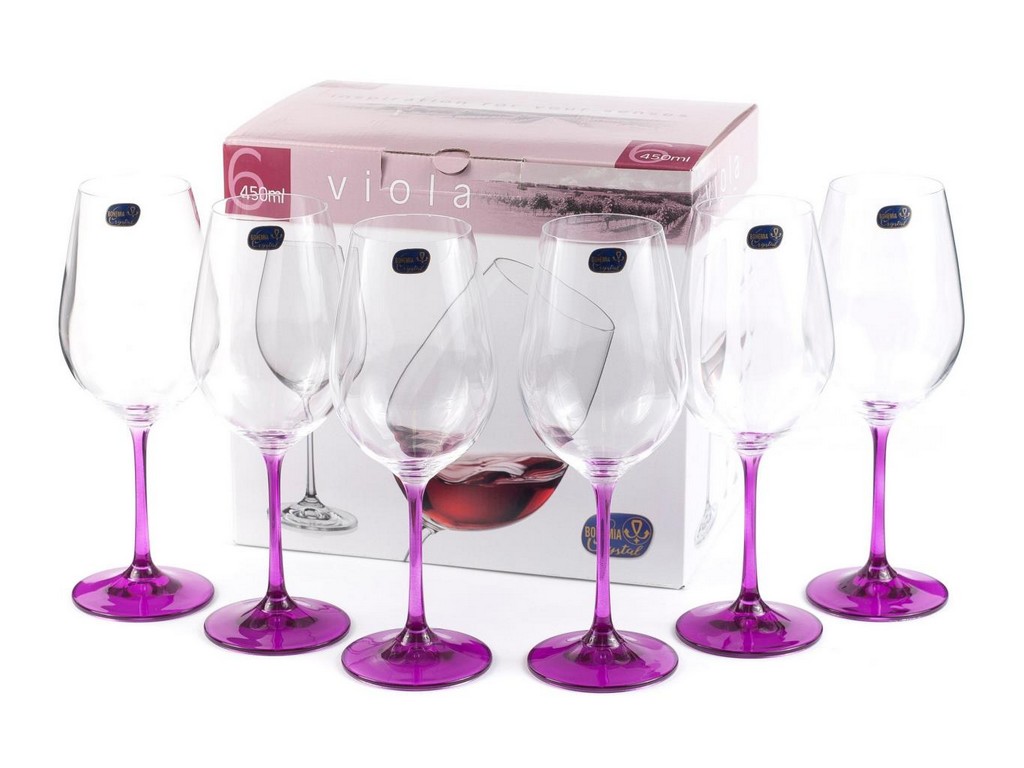 Набор бокалов для вина VIOLA с фиолетовой ножкой 6 шт. 450 мл Арт.68514