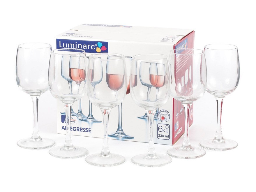 Набор бокалов для вина Luminarc ALLEGRESSE стеклянных 6 шт. 230 мл Арт 69395 - фото