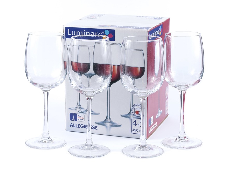 Набор бокалов для вина Luminarc ALLEGRESSE стеклянных 4 шт. 420 мл Арт.69396 - фото