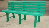 Скамейка пластиковая со спинкой для отдыха (сборно-разборная) темно-зеленая - фото