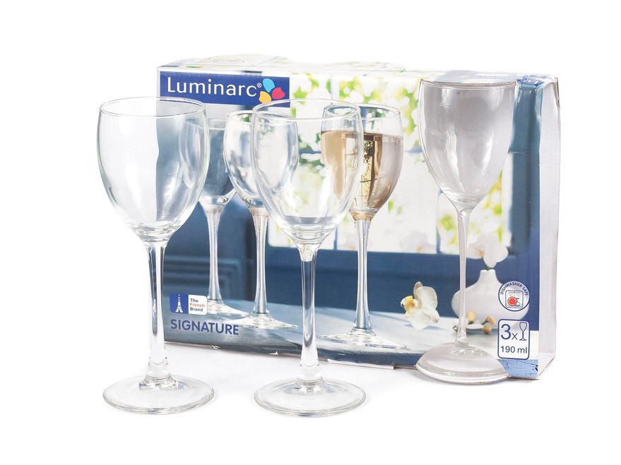 Набор бокалов для вина стеклянный SIGNATURE 3 шт. 190 мл Арт 71838 - фото