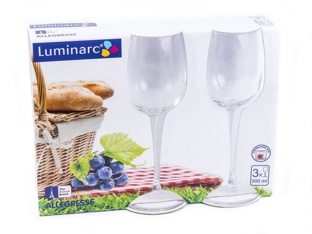 Набор бокалов для вина стеклянный Luminarc ALLEGRESSE 3 шт. 300 мл Арт.71840 - фото