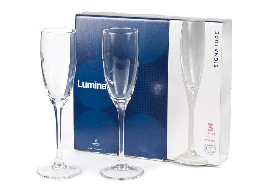 Набор бокалов для шампанского SIGNATURE  стеклянных 3 шт. 170 мл Арт. 72249