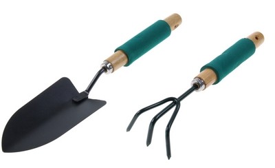 Набор инструментов для сада/огорода металлических с деревянными ручками 2 шт. 36 см: лопатка, рыхлитель  Арт. 73217