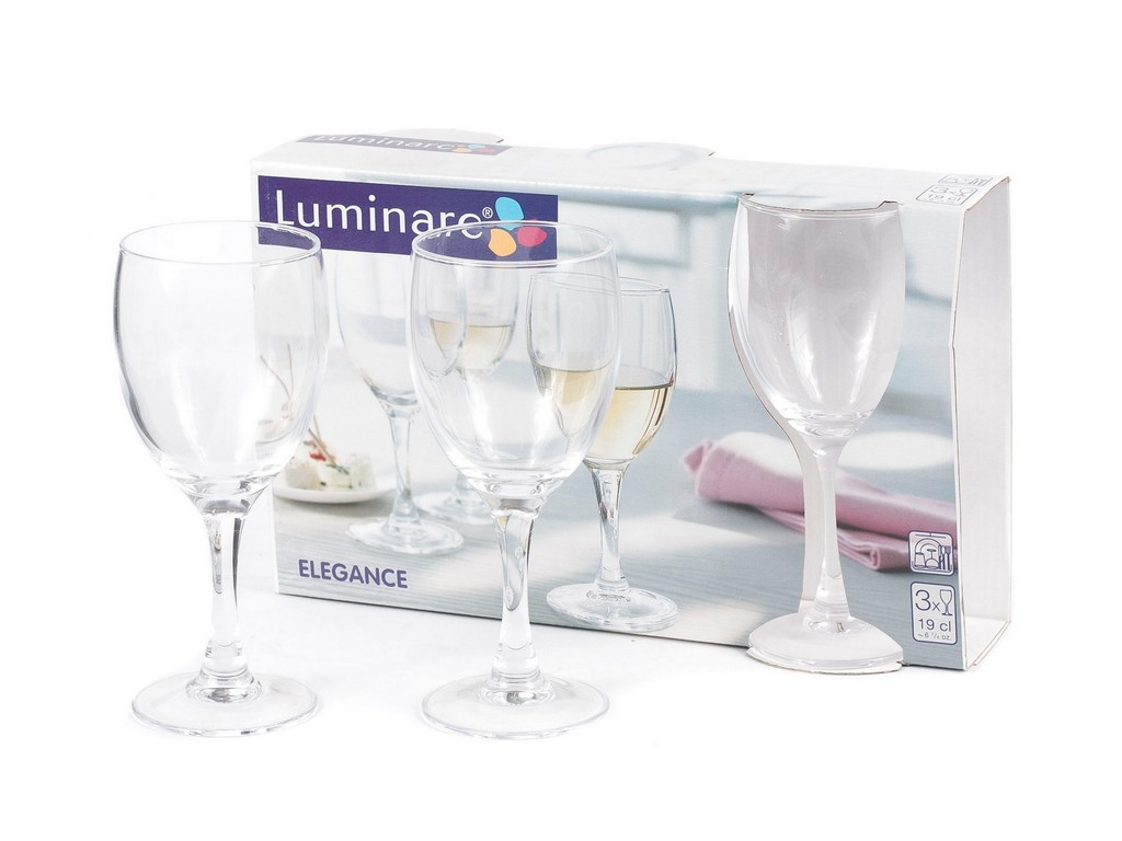 Набор бокалов для вина стеклянных Luminarc ELEGANCE -  3 шт. 190 мл  Арт. 73754 - фото