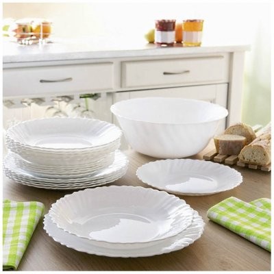 Набор посуды стеклокерамический Luminarc ''Feston'' 19 пр.: 18 тарелок 19/23/25 см, салатник 25 см Арт.74482 - фото