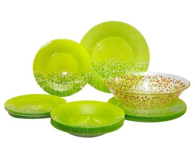 Набор посуды стеклокерамический Luminarc ''Flowerfield Anis'' 19 пр.: 18 тарелок 19,5/21,5/25 см, салатник 27 см  Арт.74517