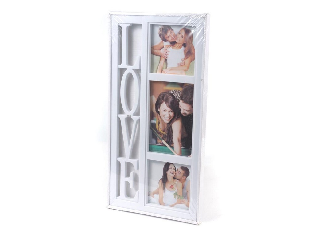 Рамка для фото пластмассовая на 3 фото ''love'' 37,5*18,5 см (арт. 10730614, код 010000) Арт.74695 - фото