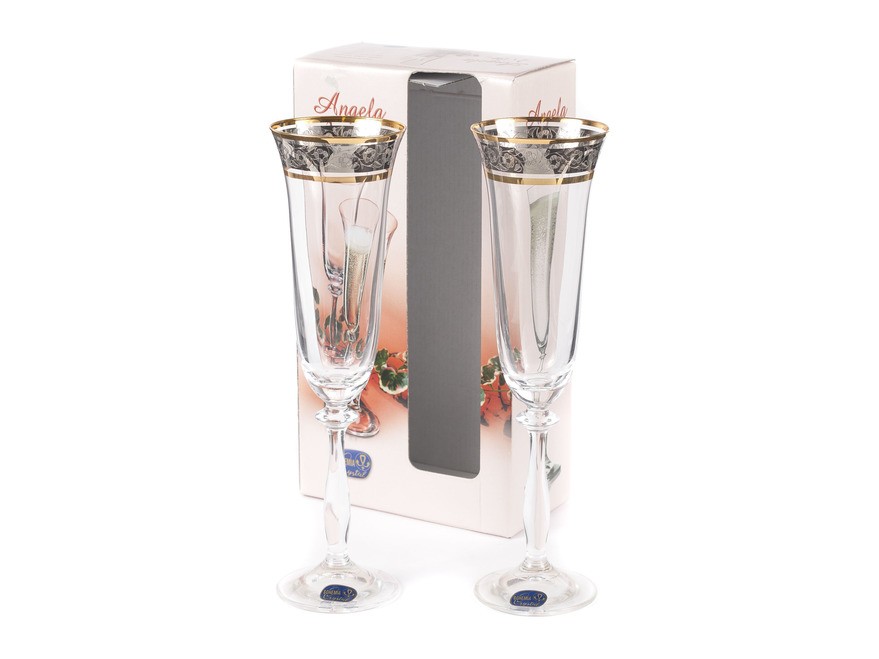 Набор бокалов для шампанского ANGELA декор. 2 шт. 190 мл  Арт. 75668 - фото
