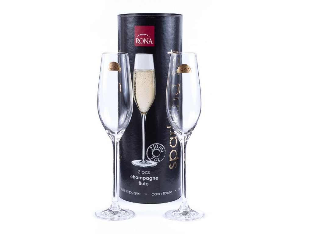 Набор бокалов для шампанского стеклянных 2 шт. 210 мл  Арт. 76258
