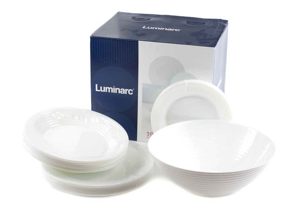 Набор посуды стеклокерамический Luminarc ''Harena'' 19 пр.: 18 тарелок 19/23,5/25 см, Салатник 27 см  Арт. 76296 - фото